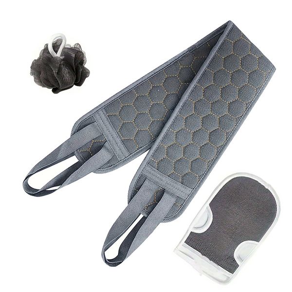 Bath Back Exfoliating Set with Loofah, Glove, and Washcloth