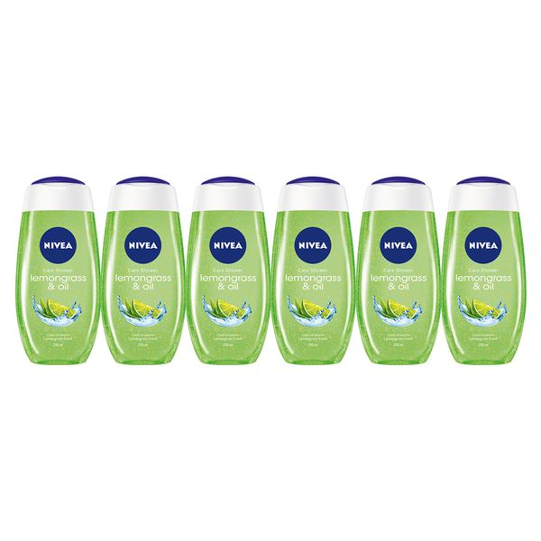 NIVEA Lemongrass &amp; Oil Shower Gel Body Wash, 6x250ml