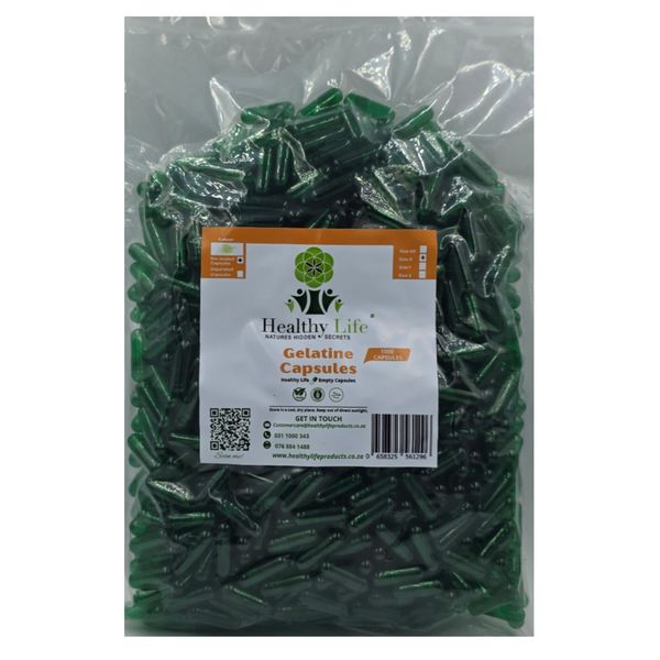 Healthy Life- Translucent Green Empty GELATIN Capsules Size 0- 1000 Pack