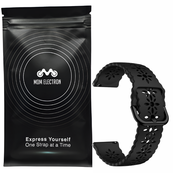 Blossom Silicone Watch Strap Compatible with Garmin Forerunner 970- Black