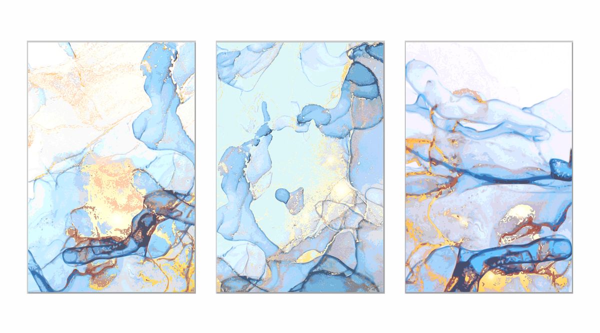 Blue Gold Abstract Canvas Print Cotton Canvas Other Picture Frame