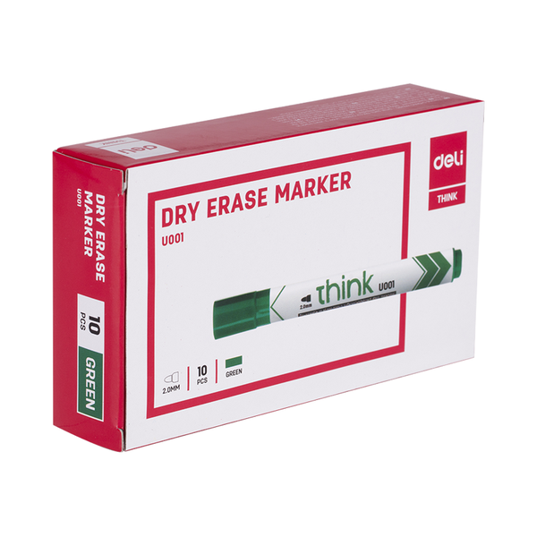 DELI Whiteboard Markers 2.0mm Bullet Tip - Green - 12 Pieces