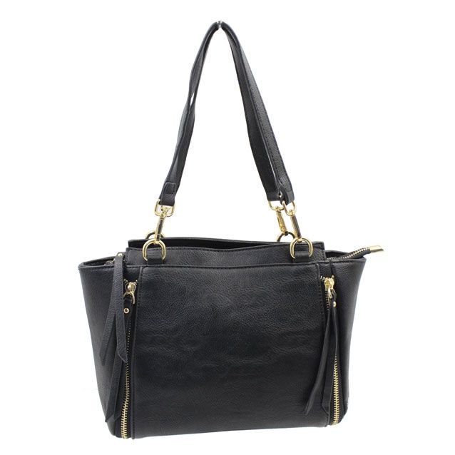 Blackcherry Multi Zip Mini Trapeze Tote-Black | Buy Online in South ...