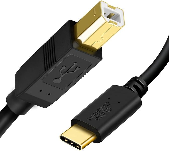 USB-B to USB-C Printer Cable - 2m High-Speed Data Transfer