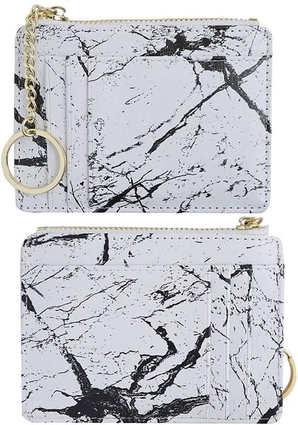 PU leather zipper coin purse credit card holder wallet white 1 piece