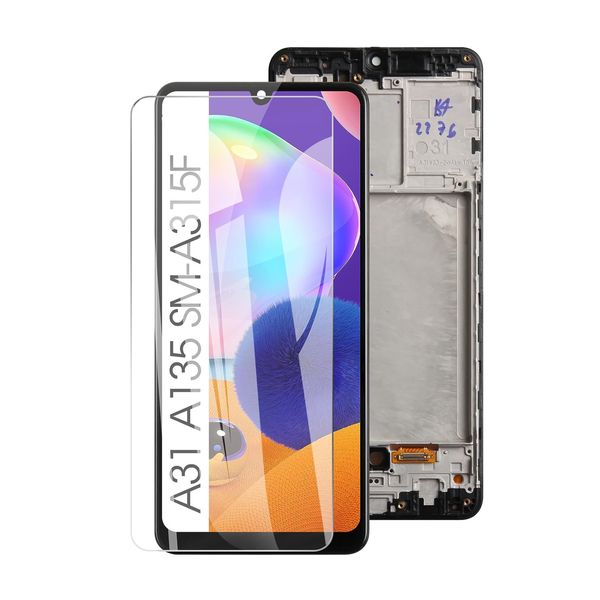 Lcd Screen Replacement for Samsung galaxy's A31 with Frame+Tempered Glass