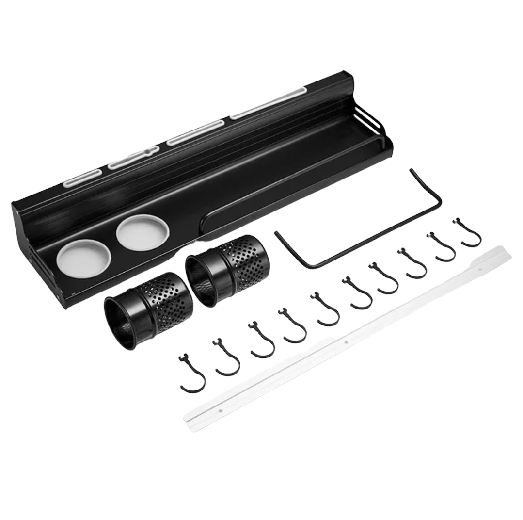 2 Cup Kitchen Multifunction Wall Mounted Condiment Holder with 10 Hooks