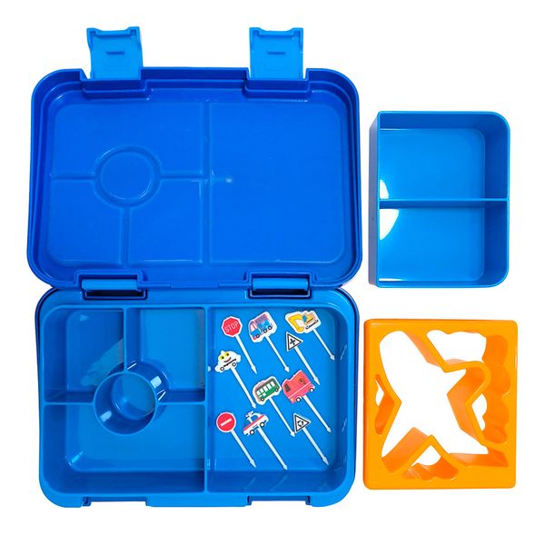 14 Pcs 6-Compartment Bento Lunch Box Set - Blue