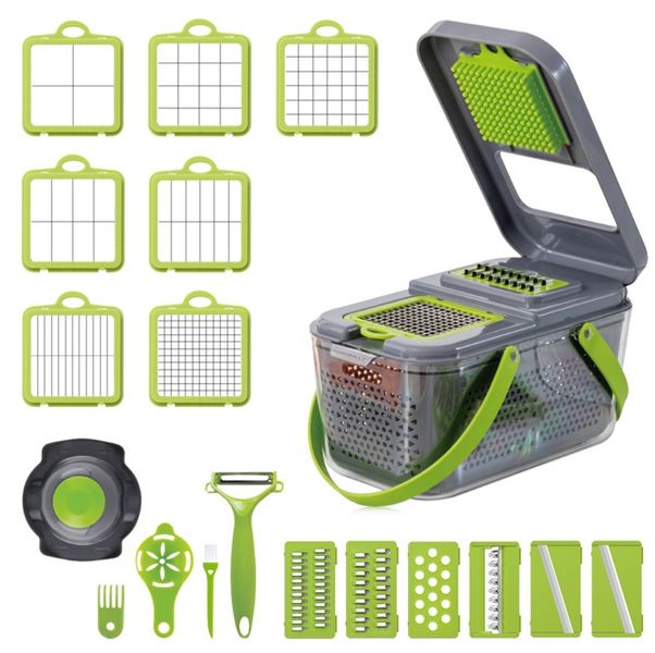 22 in 1 Slicer with 13 Blades, Multi Vegetable Chopper with Container