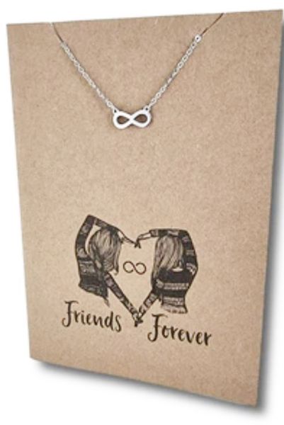 Stainless Steel Necklace On Message Card-Small Infinity