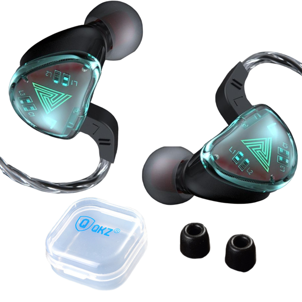 QKZ AK9 – HD – In-Ear Monitor Earphones with Case &amp; Foam Eartips – Green
