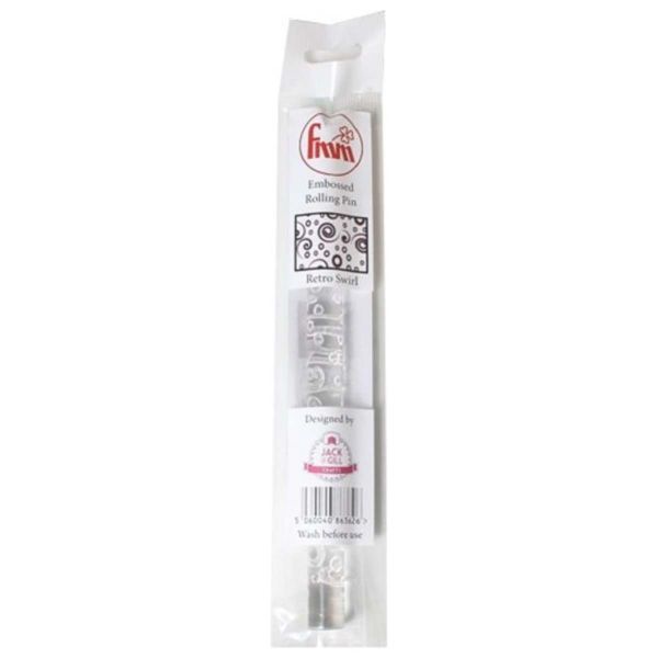 Embossed Patterned Impression Rolling Pin 16.5 cm x 1.2 cm VINTAGE SWIRLS