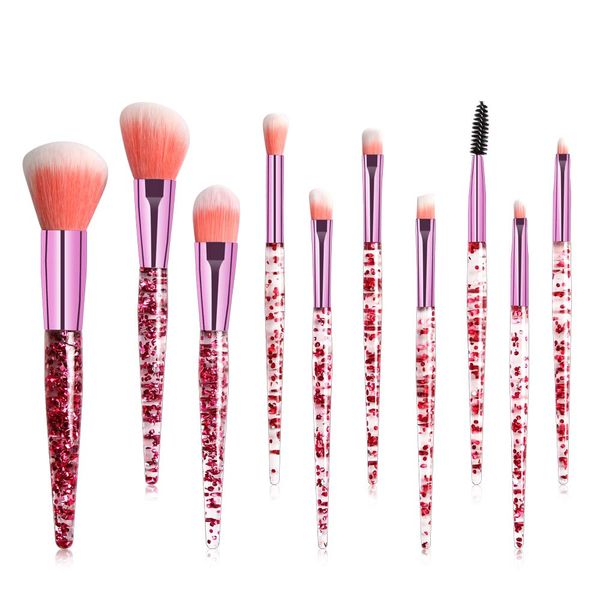 10pieces Professional Cosmetic Make Up Brush Set - Translucent Purple Glitter