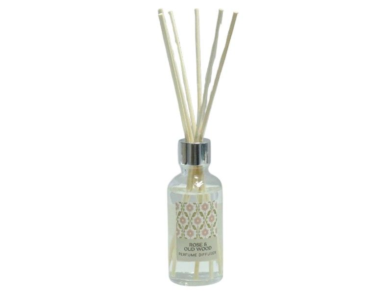Diffuser in Glass Bottle with 6 Reed SticksFragrance Rose and Oud Wood 50ml