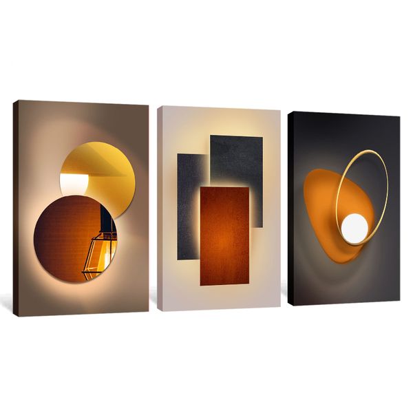 Nordic 3-Piece Minimalist Abstract Geometric Canvas Print Wall Art Decor