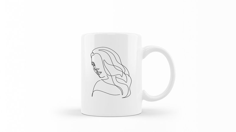 Designer Line Art Coffee Mug - Beauty 22