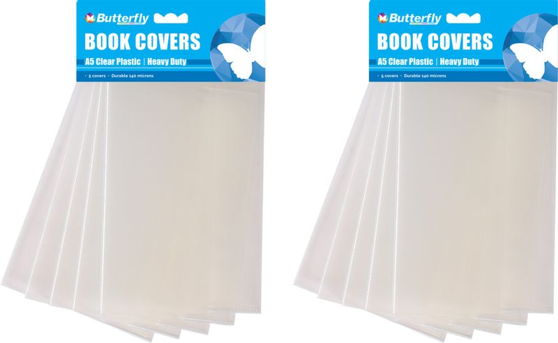 Book Cover - A5 140 m Clear Pre-Cut Plastic 5'S X2