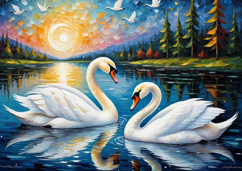 Canvas cm Home Decor Wall Art - Swan Lake