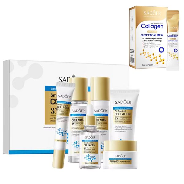 SadoerCollagen 3X Complete Skincare Set with Overnight Collagen Sleep Mask