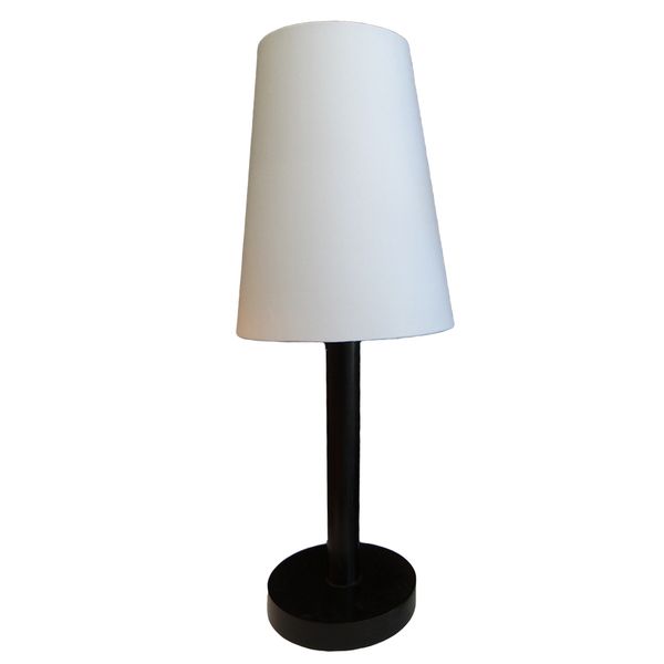 Dark Mahogany Wooden Bedside Lamp with White Shade