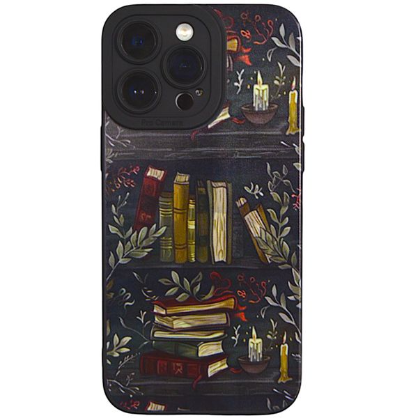 Phone Case with Rustic Bookshelf and Pro Cam Compatible with Iphone 14 Pro Max - Black
