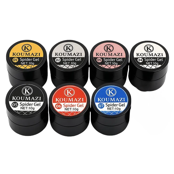 Koumazi Nail Art Spider Gel - 7 Colour Set for Striping &amp; Web Design