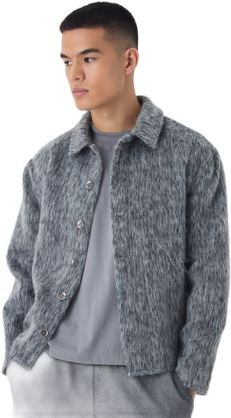 boohooMAN - Men's Brushed Check Overshirt - Grey