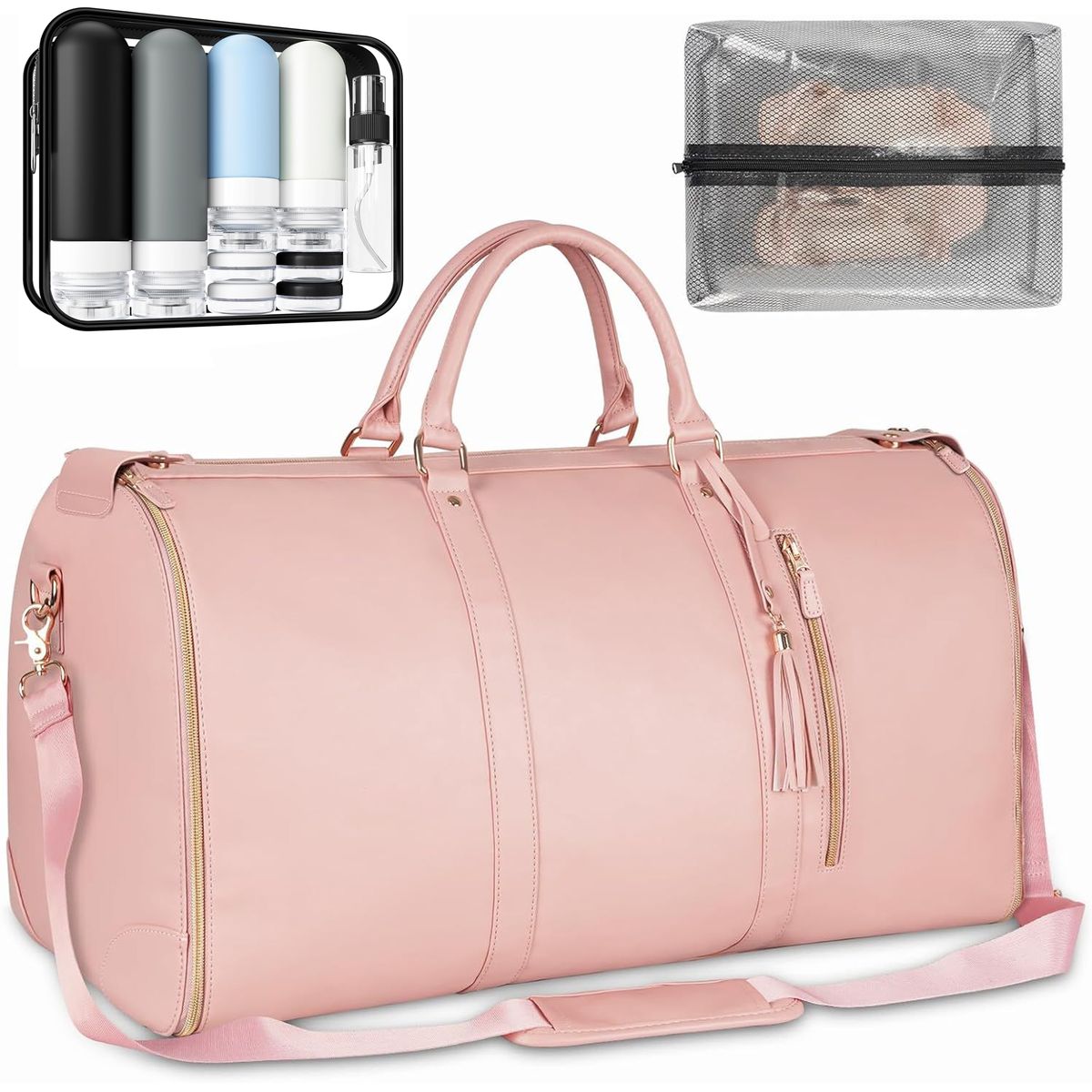 Waterproof Garment Bag for Travel, 2 in 1 PU Leather with Shoe Pouch