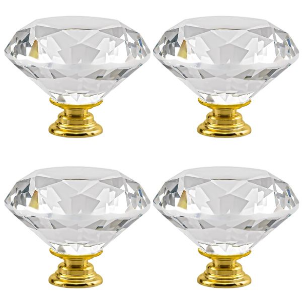 Tools Decor Crystal Cabinet Door Knobs Set of 4 - 3cm