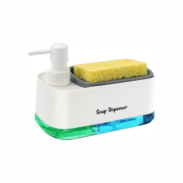 Dual-Pump Soap Dispenser &amp; Dish Wash Dispenser with Sponge Holder