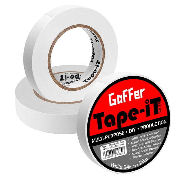 Tape-iT 3 Pack of White Gaffer Tape Roll 24mm x 25m | Ti2425WG3