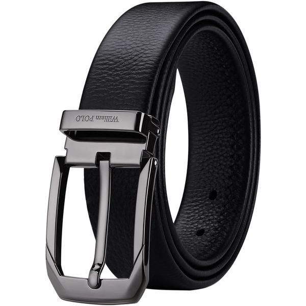 WilliamPOLO Men's High-Class Design Genuine Leather Pin Buckle Belt