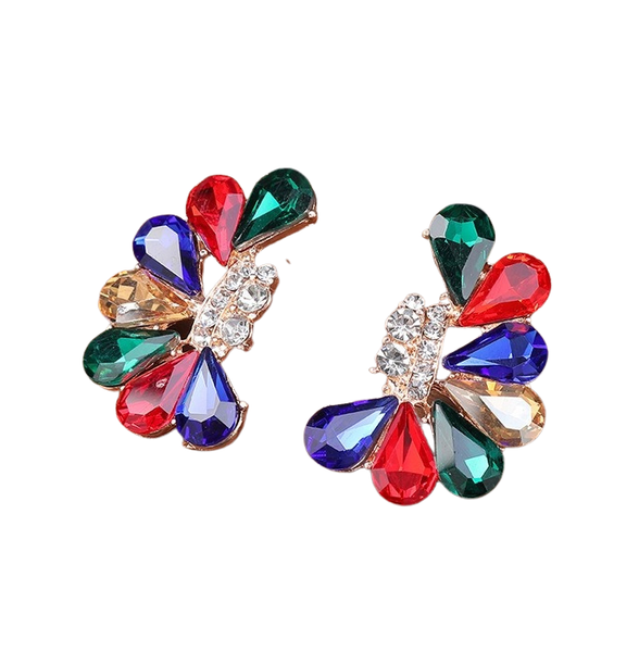 RANDROSE Vintage Fan Stud Earrings - Multi-Coloured