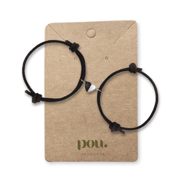 POU Woven Couple Heart Magnetic Bracelets set