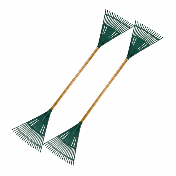 Lightweight Plastic Garden Rake with Sturdy Handle - 2 Pack
