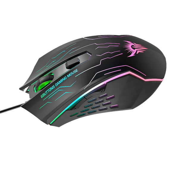 IPSTYLE Silent Click USB Wired Gaming Mouse 6 Buttons Mute Computer Mouse