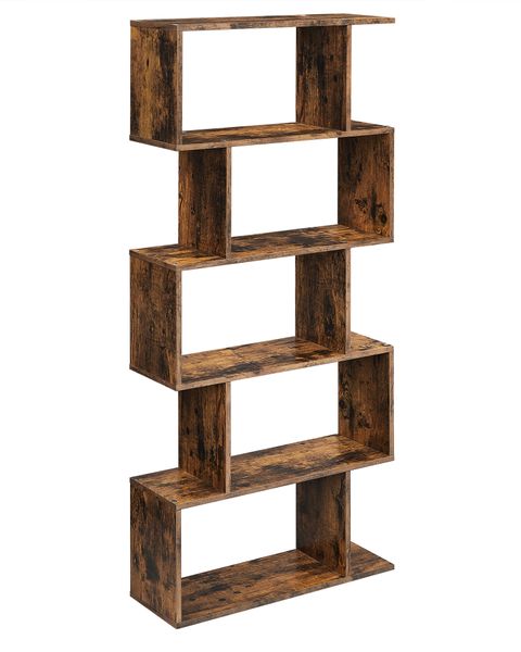 Amoire Blok Bookcase 5 Shelves Cube Bookshelve Display - Brown