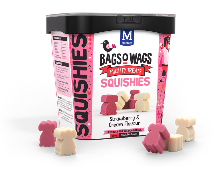 Montego Bags O' Wags - Squishies Strawberry &amp; Cream Dog Treats 500 g