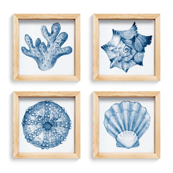 Cape Art Pine Boxed Canvas 4 Piece Collage Ocean Finds