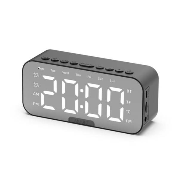 LED Mirror Alarm Clock with Bluetooth Speaker