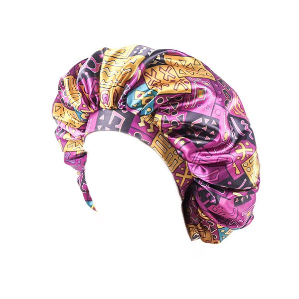 Wax-Dyed Print Wide-Brim Satin Bonnet - Pastel