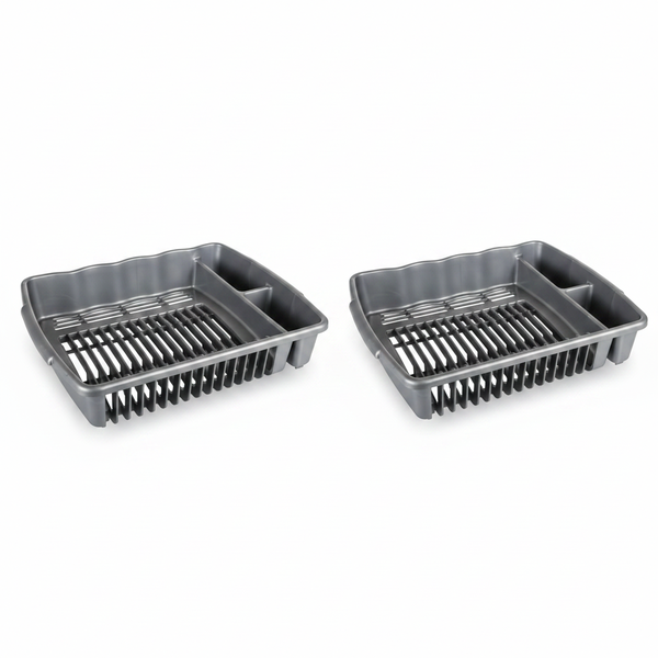 Versatile Dish Drainer with Flatware Caddy - 39x31cm - 2 Pack