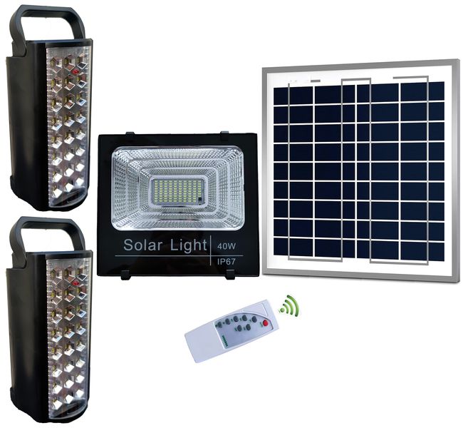 2*Rechargeable LED Lantern &amp; 1 *LED Flood Light 40W(with Solar Panel?