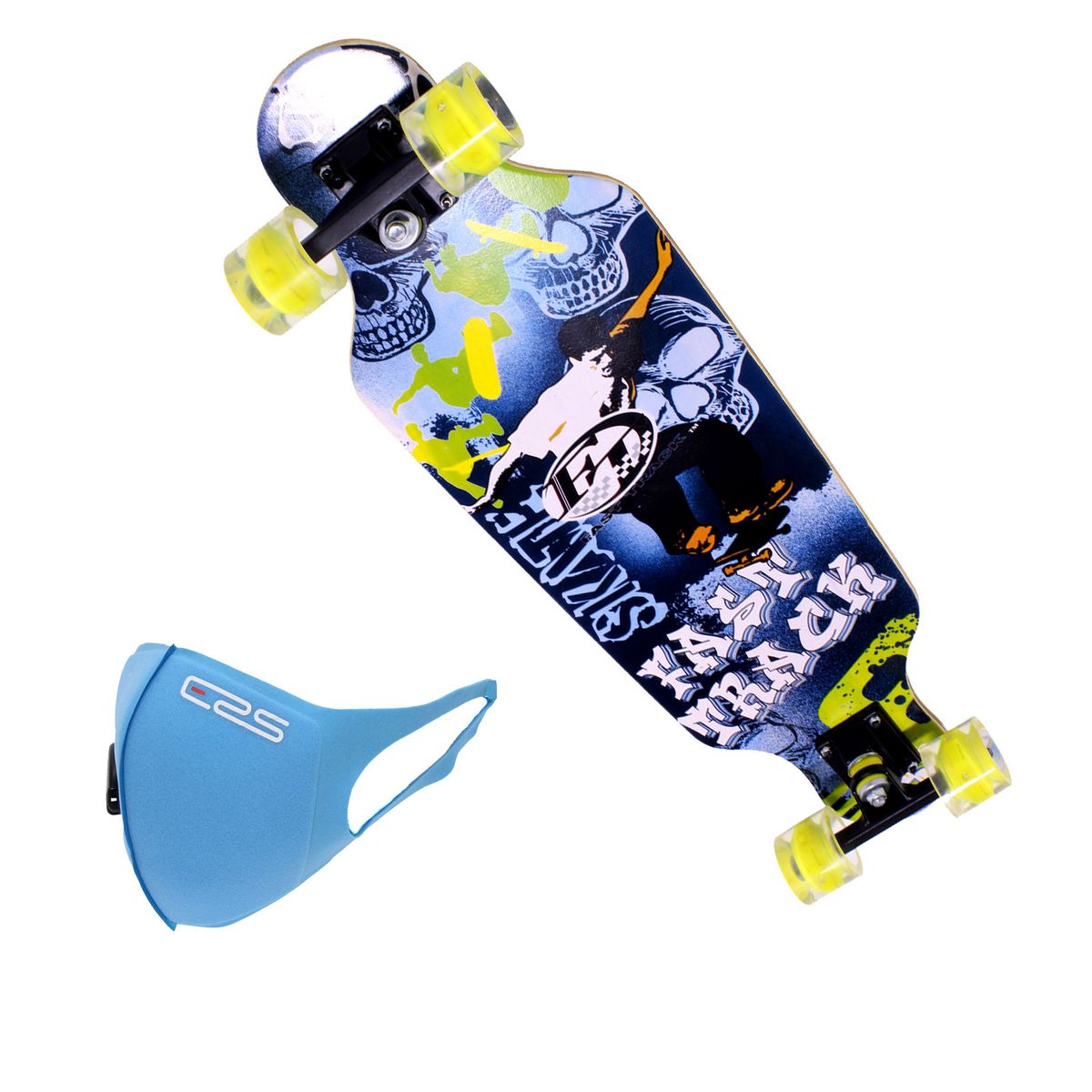 Skateboard 78x20cm LongboardLED Wheels with Protective ERS Mask