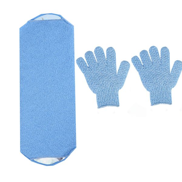 Exfoliating Bath Set- Shower Gloves Sauna Towel for Deep Cleansing
