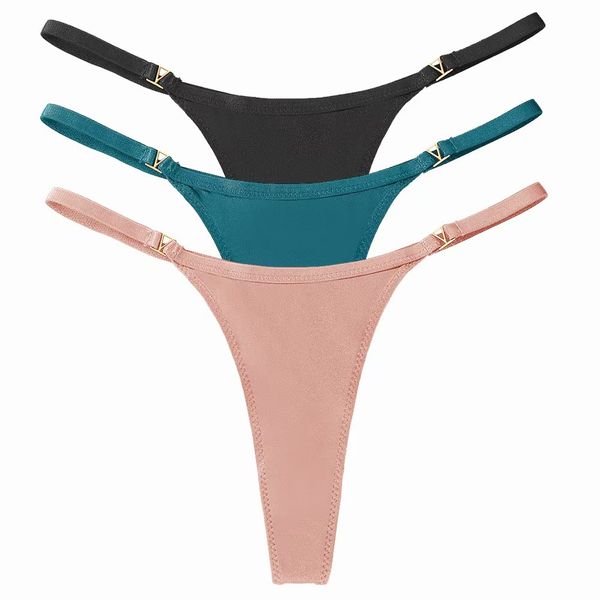 Thin T-back Low-Rise Cotton Crotch Antibacterial Women's G-String - 3 Pack