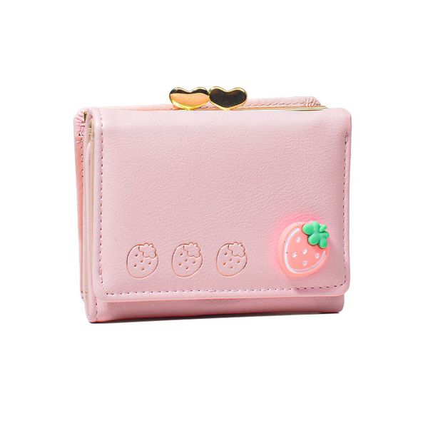 Cute Wallet Card Holder Strawberry Leather Card Holder for Women