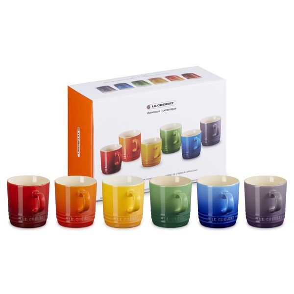 Le Creuset Stoneware Rainbow Set of 6 Cappuccino Mugs - 200ml