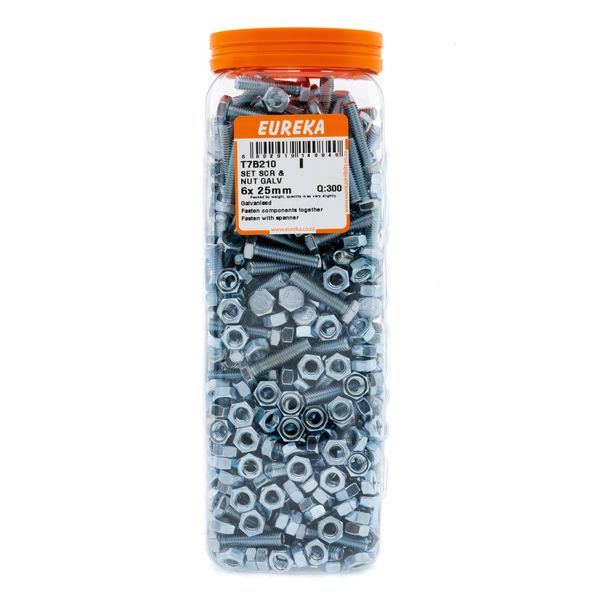 EUREKA Set Screw &amp; Nut Galvanised 6 x 25mm Q:300 T7B210