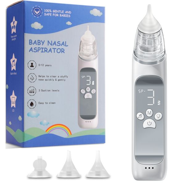 Baby Nasal Aspirator, Large Flow Electric Nose Sucker with 3 Suction Levels